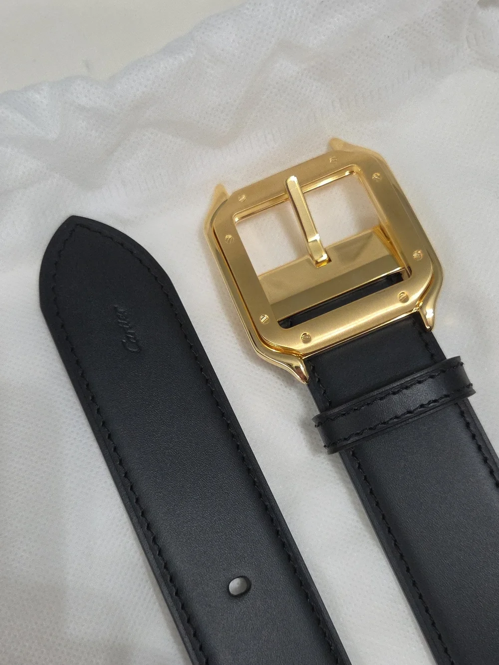 Cartier Santos Belt Reversible Leather Gold Square Buckle
